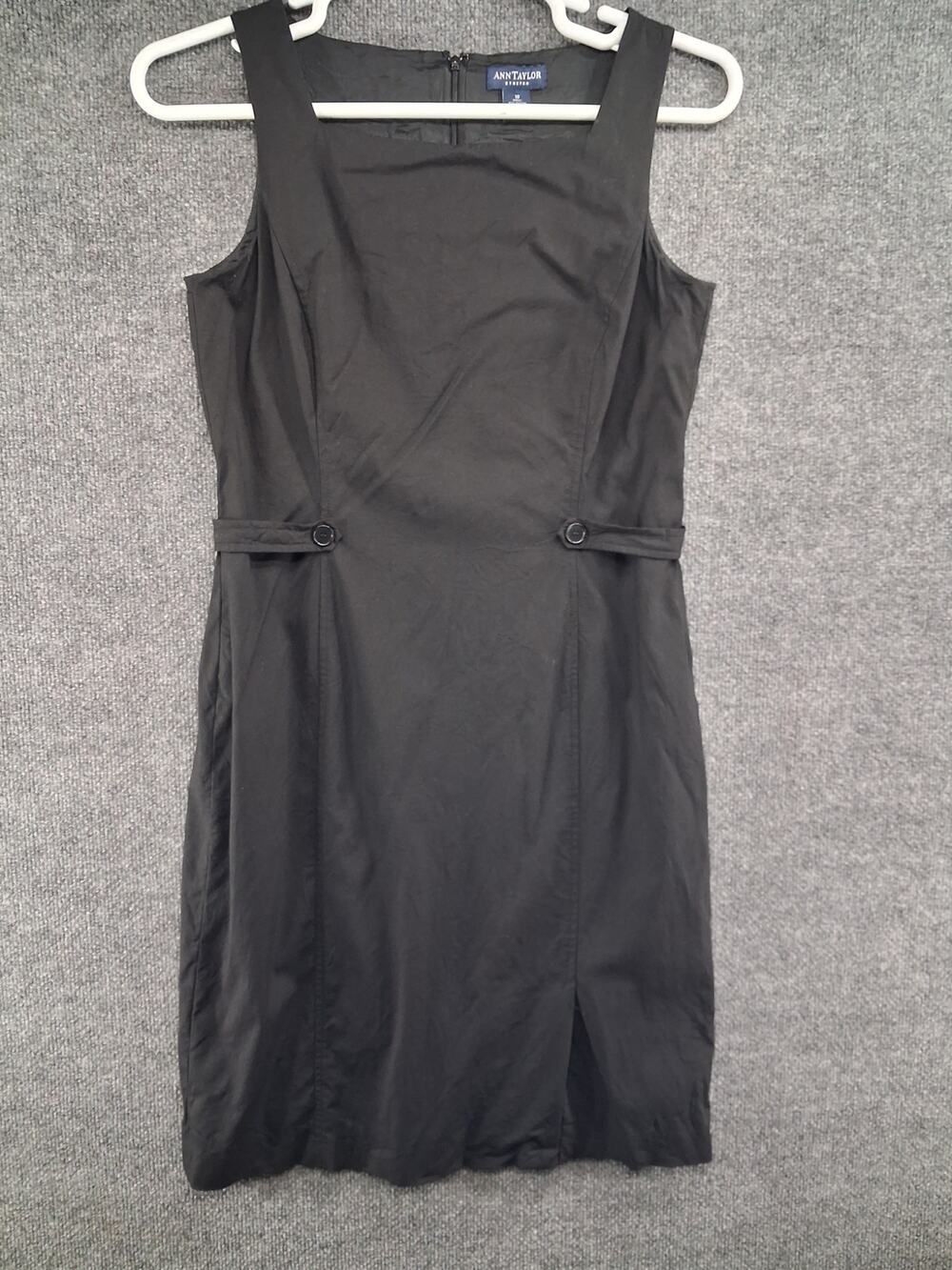 Ann Taylor Dress Womens 10 Black Sleeveless Square Neck Sheath